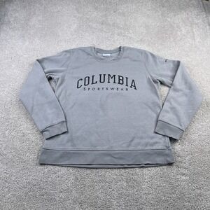Columbia Sweatshirt Womens Large Grey Spellout Logo Crewneck Pullover Outdoors